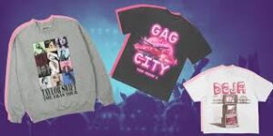 Vêtements colorés avec des slogans, les merchs